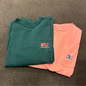 Vineyard Vines Teal and Salmon Pocket Sports Tees